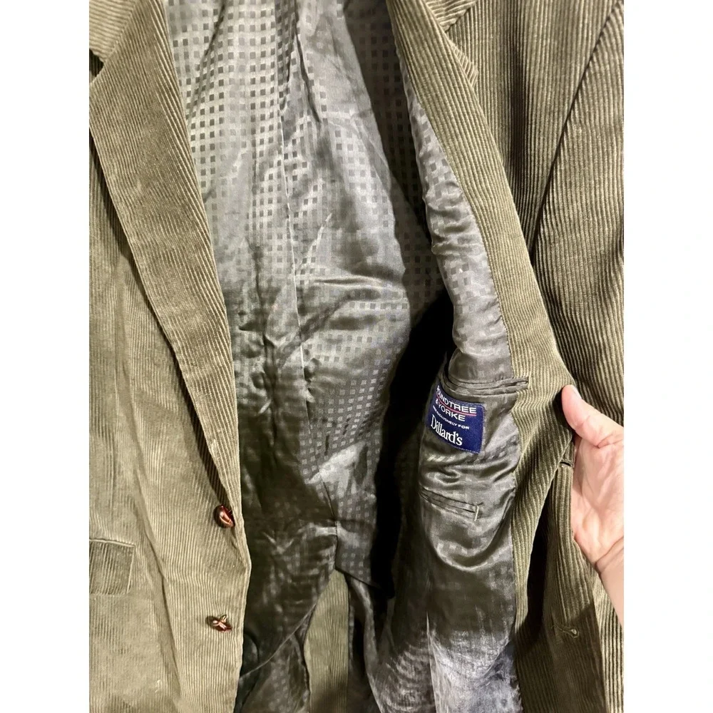 VTG Olive Corduroy Sport Coat Men's 44R  Jacket Elbow Patches Roundtree & Yorke